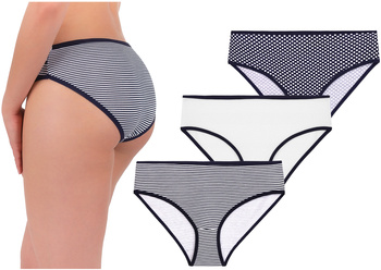 MAJTKI BAWEŁNIANE FIGI DAMSKIE GROSZKI KLASYCZNE BAWEŁNA 3 PAK MORAJ 