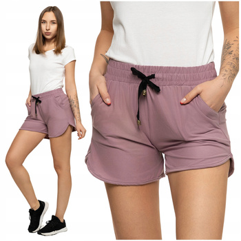 Szorty Damskie Krótkie Spodenki Dresowe Gładkie Wiązane Wygodne MORAJ
