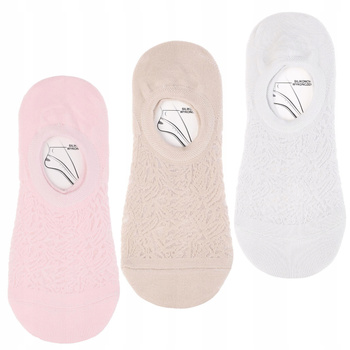 SKARPETKI STOPKI Damskie Niskie Skarpety Balerinki Ażurowe MORAJ 3PAK 