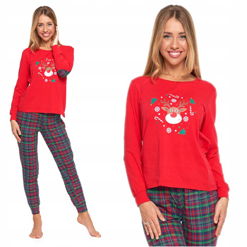 ŚWIĄTECZNA PIŻAMA DAMSKA Koszulka z RENIFEREM Prezent Na Święta MORAJ 