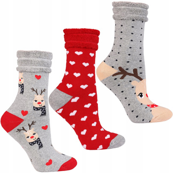 Skarpetki Świąteczne Skarpety na Święta PREZENT Frotte 3-pary MORAJ 