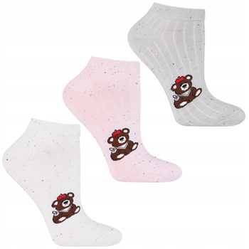 Skarpetki Damskie Stopki Skarpety do Kostki Kolorowe MISIE MORAJ 3PAK 