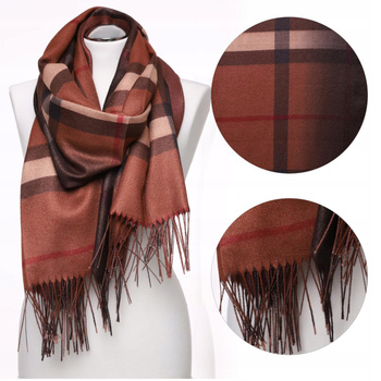 Elegancki Szal Damski w Kratę Brokat Duży MORAJ