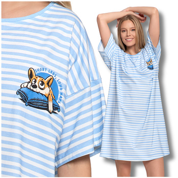 LUŹNA KOSZULA NOCNA UROCZA PIŻAMA DAMSKA W PASKI PIESEK WYGODNA MORAJ