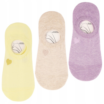 Stopki Niskie Skarpetki Damskie Kolorowe Haft Serduszka MORAJ 3-pary 