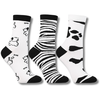 SKARPETKI DAMSKIE MORAJ SKARPETY WYSOKIE ZWIERZAKI ZESTAW 3 PARY