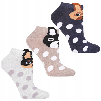 Skarpetki MORAJ Stopki Damskie Niskie Skarpety Pieski Zestaw 3-pary