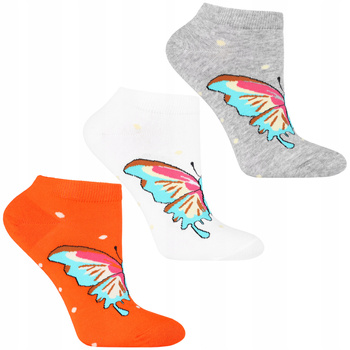 Skarpetki Damskie Stopki MORAJ Do Kostki Motyle Kolorowe 3-pary 