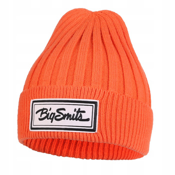 CZAPKA DAMSKA ZIMOWA CIEPŁA GRUBE PRĄŻKI MODNA BEANIE Z NASZYWKĄ MORAJ