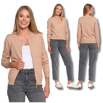 SWETER DAMSKI BOMBERKA ROZPINANY LEKKI SWETEREK GŁADKI MORAJ