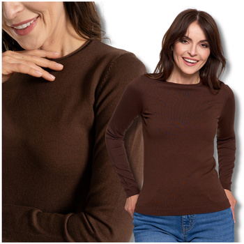 SWETER DAMSKI CIENKI SWETEREK WISKOZOWY DOPASOWANY GŁADKI MORAJ