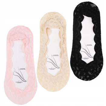 Stopki Niskie Skarpetki Koronkowe Balerinki Antypoślizgowe MORAJ 3pary