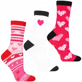Długie Skarpety MORAJ Urocze Skarpetki Damskie w Serduszka 3-PAK 