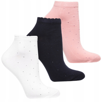 Skarpetki MORAJ Stopki Damskie Skarpety z Kryształkami Kolorowe 3-par 