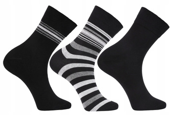 SKARPETY MĘKIE WYSOKIE Skarpetki Garniturowe Ciemne Zestaw 3PAK MORAJ 