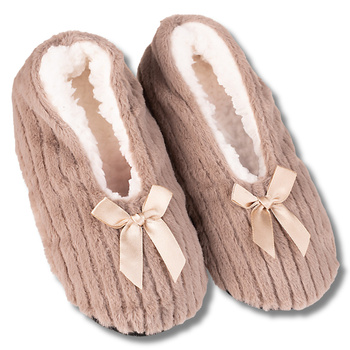 KAPCIE DAMSKIE BAMBOSZE MIĘKKA PODESZWA PAPCIE Z ABS KOKARDKI MORAJ