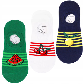 Skarpetki Damskie Stopki Niskie Skarpety Balerinki Owoce MORAJ 3-PARY