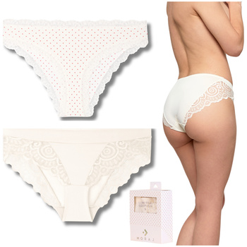 ELEGANCKIE MAJTKI DAMSKIE KORONKOWE FIGI DELIKATNE NA PREZENT MORAJ 2PAK