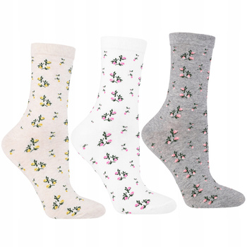 Skarpetki Damskie MORAJ Klasyczne Skarpety Wysokie w Kwiatki 3-PAK 