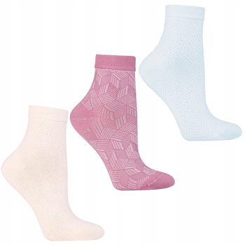 Skarpetki Damskie 3/4 Skarpety Kolorowe Delikatne Wzory 3-PAK MORAJ 