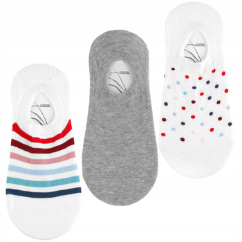 NISKIE STOPKI Damskie Skarpetki Balerinki Kolorowe Silikon MORAJ 3PAK 