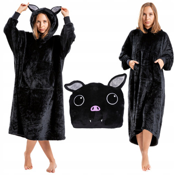 KOCOBLUZA 2w1 PODUSZKA Duża Bluza Koc z Kapturem Nietoperz Ciepła MORAJ Uni