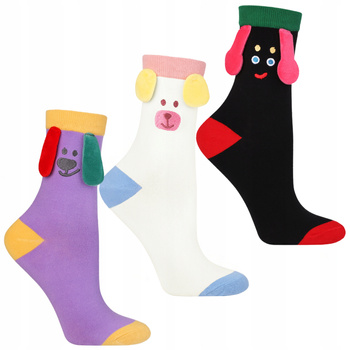 Wysokie Skarpety Damskie Kolorowe Skarpetki z Uszami MORAJ 3-PAK 