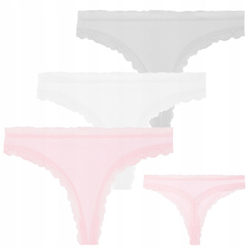 Stringi Damskie Eleganckie Majtki z Koronką Delikatne 3-pary MORAJ 