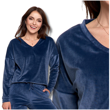 WELUROWA BLUZA DAMSKA MORAJ GŁADKA CIEPŁA KLASYCZNA PRZEZ GŁOWĘ WYGODNA