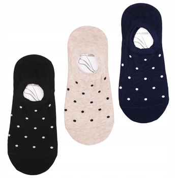 Skarpetki Niskie Stopki Damskie Skarpety Balerinki Groszki MORAJ 3PAK 