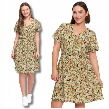 SUKIENKA DAMSKA MINI Zwiewna Kopertowy Dekolt Wiązana Elegancka MORAJ 