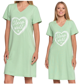 KOSZULA NOCNA Z NADRUKIEM UROCZA PIŻAMA DAMSKA Z KRÓTKIM RĘKAWEM MORAJ