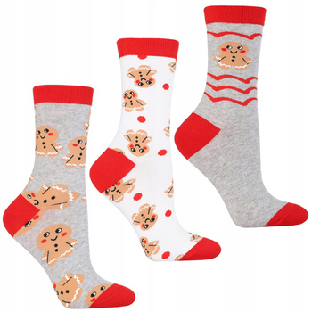 Skarpetki Świąteczne Skarpety PREZENT NA ŚWIĘTA Pierniczki 3PAK MORAJ 
