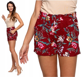KRÓTKIE SPODENKI DAMSKIE Szorty 100% Wiskoza Na Lato Modne Kwiaty MORAJ 