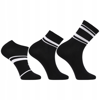Skarpetki Męskie Zestaw 3 pary Różne Długości Czarne z Paskami MORAJ 
