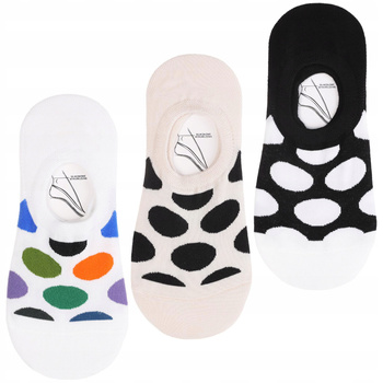 Stopki Damskie Niskie Skarpetki Skarpety w Kropki Kolorowe MORAJ 3 PARY