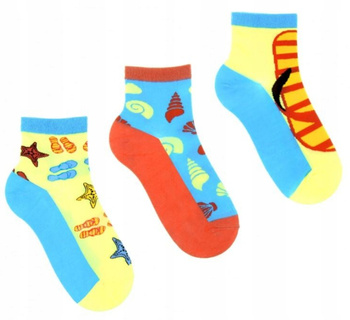 Skarpetki Damskie Za Kostkę 3/4 Kolorowe Wakacyjne MORAJ 3-pary 