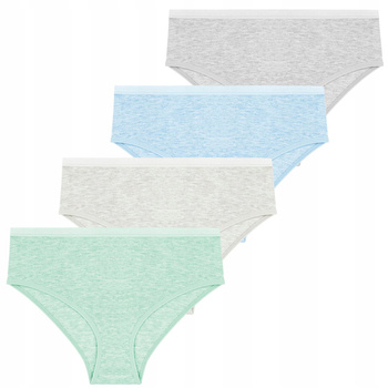 Majtki Damskie Figi Klasyczne Gładkie Pastelowe Kolory 4-PAK Eleganckie 