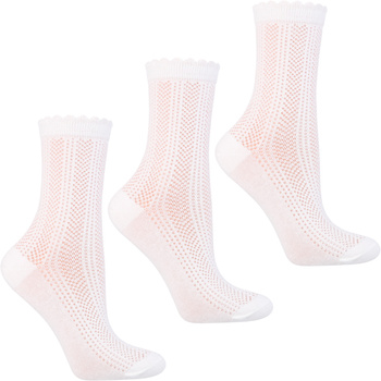 SKARPETY DAMSKIE MORAJ DŁUGIE SKARPETKI AŻUROWE ELEGANCKIE BIAŁE 3PAR