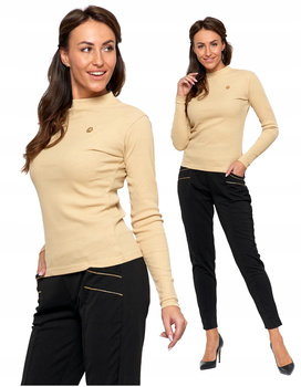 Prążkowana bluzka damska ze stójką MORAJ 