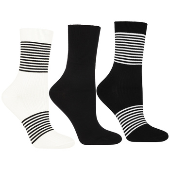 SKARPETKI DAMSKIE WYSOKIE SKARPETY DŁUGIE BIAŁO CZARNE MORAJ 3-PAK