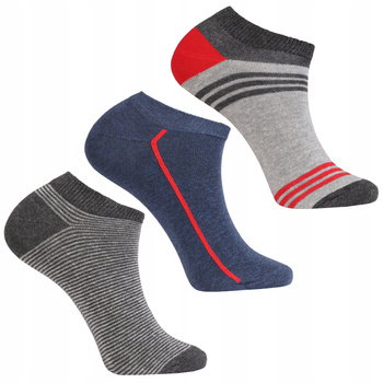 Stopki Skarpetki Męskie Niskie Skarpety Wzór w Paski MORAJ 3-PAK 