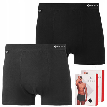 Bokserki Męskie Klasyczne Majtki Dopasowane Wygodne Gładkie 2-PAK MORAJ 