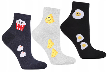 Skarpetki Damskie Klasyczne Za Kostkę Kolorowe Wzory Modne 3PAK MORAJ 