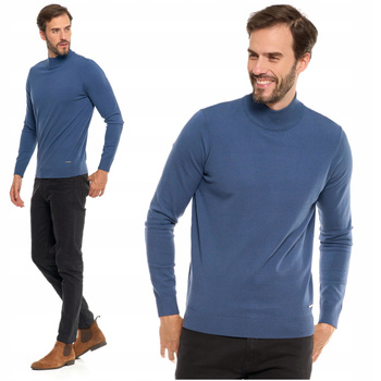 Elegancki SWETER MĘSKI Półgolf Klasyczny Stylowy Sweterek Ze Stójką MORAJ 