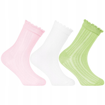 Gładkie Skarpetki Dziecięce MORAJ Urocze Skarpety Dziewczęce 3-pary 