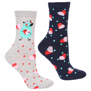 Skarpetki Damskie Wysokie PREZENT na Walentynki Wstążka MORAJ 2-pak 