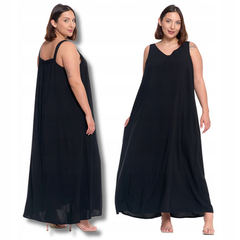 LETNIA SUKIENKA DAMSKA NA RAMIĄCZKACH MAXI LUŹNA DŁUGA SUKNIA MORAJ