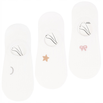 Stopki Niskie Skarpetki Damskie Delikatny Prążek Haft MORAJ 3-pary 