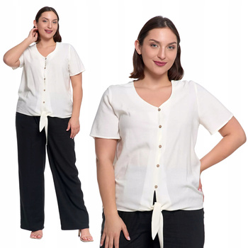 BLUZKA DAMSKA Z WIĄZANIEM Koszulka z Krótkim Rękawem Przewiewna MORAJ 